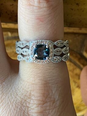 Natural London Blue Topaz Sterling Silver Ring Set Size 9